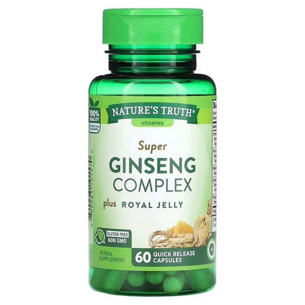 Nature's Truth, Super Ginseng Complex Plus Royal Jelly, 60 Quick Release Capsules,Nature's Truth, Super Ginseng Complex Plus Gelée Royale, 60 Kapseln mit schneller Freisetzung