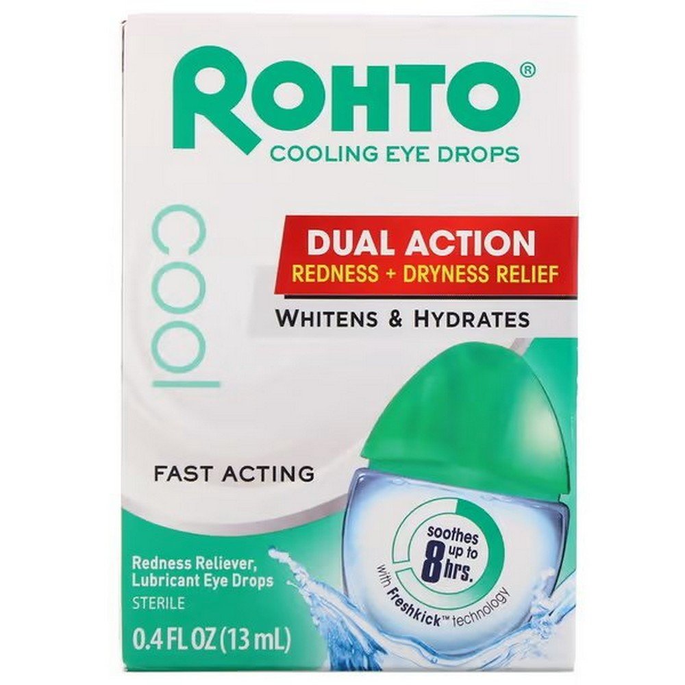 Rohto, Cooling Eye Drops, Dual Action Redness + Dryness Relief, 0.4 fl oz (13 ml),Rohto, Kühlende Augentropfen, Doppelwirkung gegen Rötung und Trockenheit, 0,4 fl oz (13 ml)