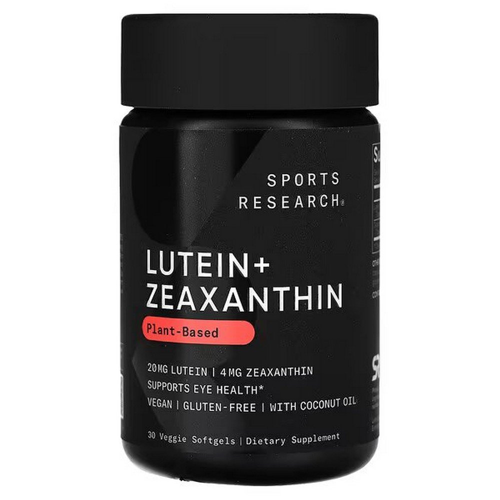 Sports Research, Lutein + Zeaxanthin, Plant-Based, 30 Veggie Softgels,Sports Research, Lutein + Zeaxanthin, pflanzliches Lutein und Zeaxanthin, 30 vegetarische Weichkapseln