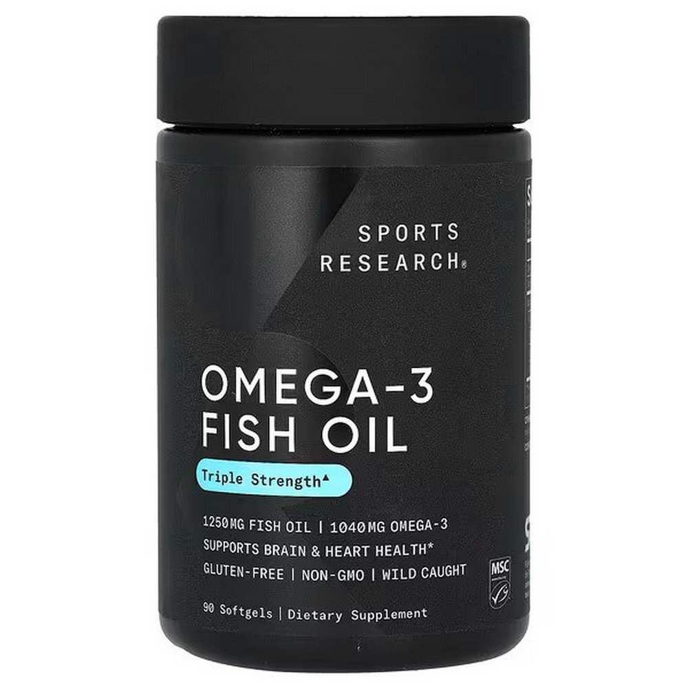 Sports Research, Omega-3 Fish Oil, Triple Strength, Omega-3 Fish Oil, Triple Strength, 90 Softgels,Sports Research, Omega-3 Fish Oil, Triple Strength, Omega-3-Fischöl, dreifache Wirkstärke, 90 Weichkapseln