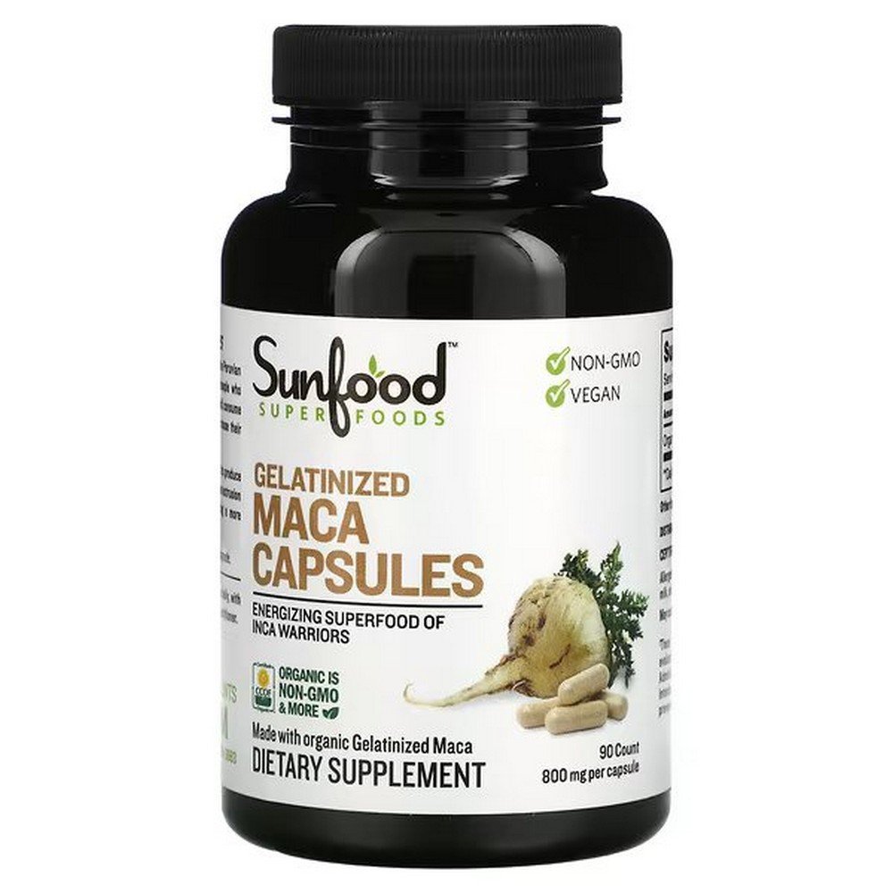 Sunfood, Jellied Maca Capsules, 800 mg, 90 Capsules,Sunfood, Gelierte Maca-Kapseln, 800 mg, 90 Kapseln