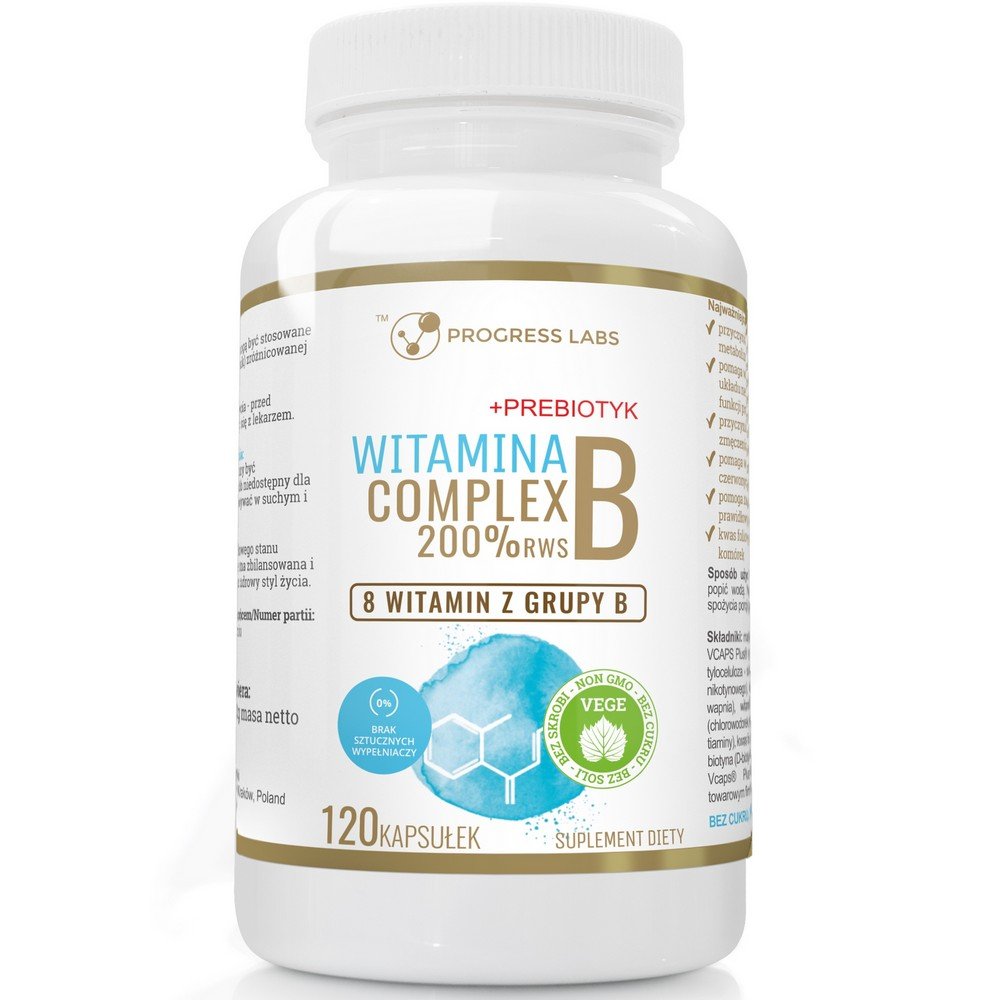 Vitamin B Complex,Dietary supplement, 120,Kompleks witamin B, Suplement diety, 120,Progress Labs