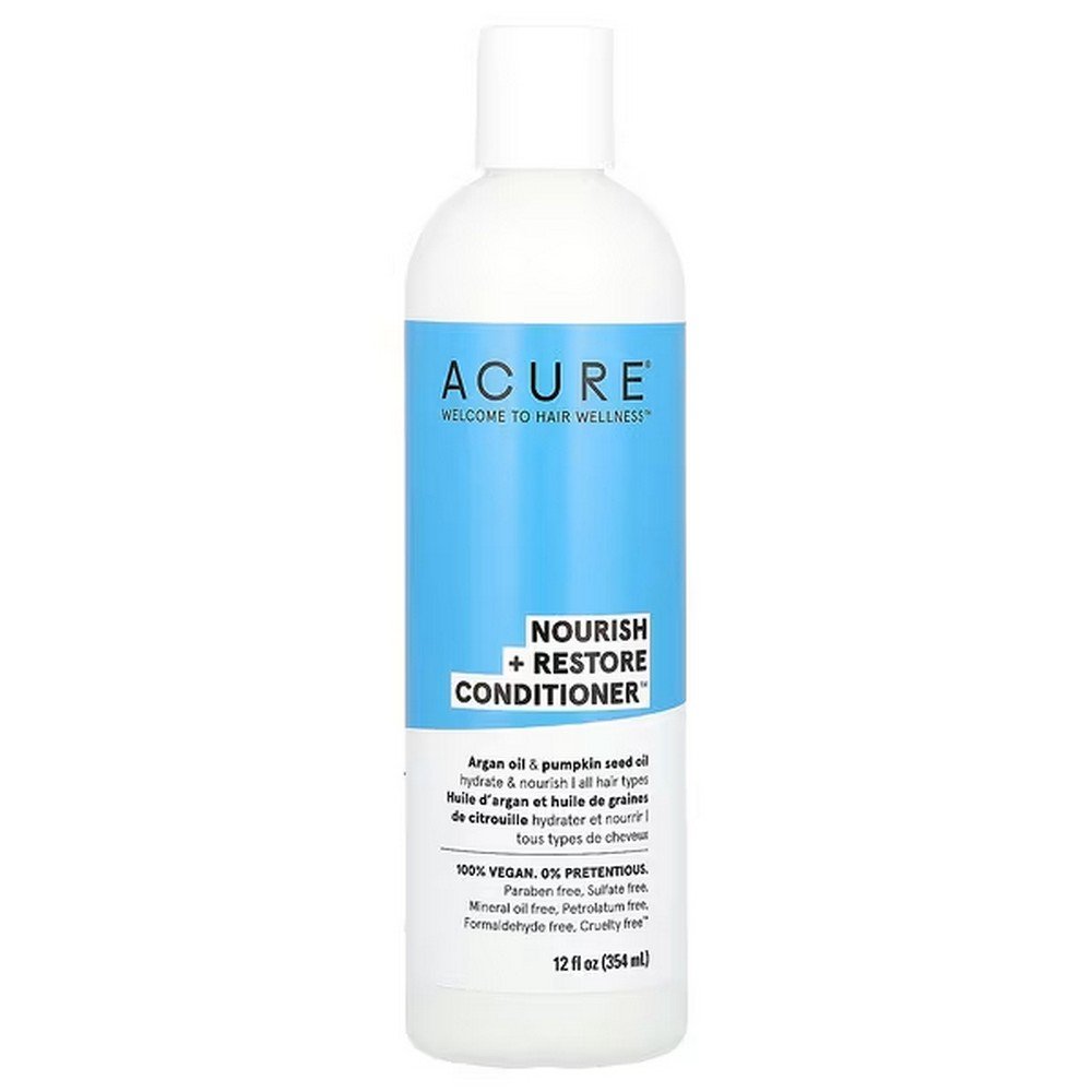 ACURE, Nourish + Restore Conditioner, All Hair Types, Argan Oil and Pumpkin Seed Oil, 12 fl. oz. (354 ml),ACURE, питательный и восстанавливающий кондиционер, для всех типов волос, аргановое масло и масло семян тыквы, 354 мл (12 жидк. унций)