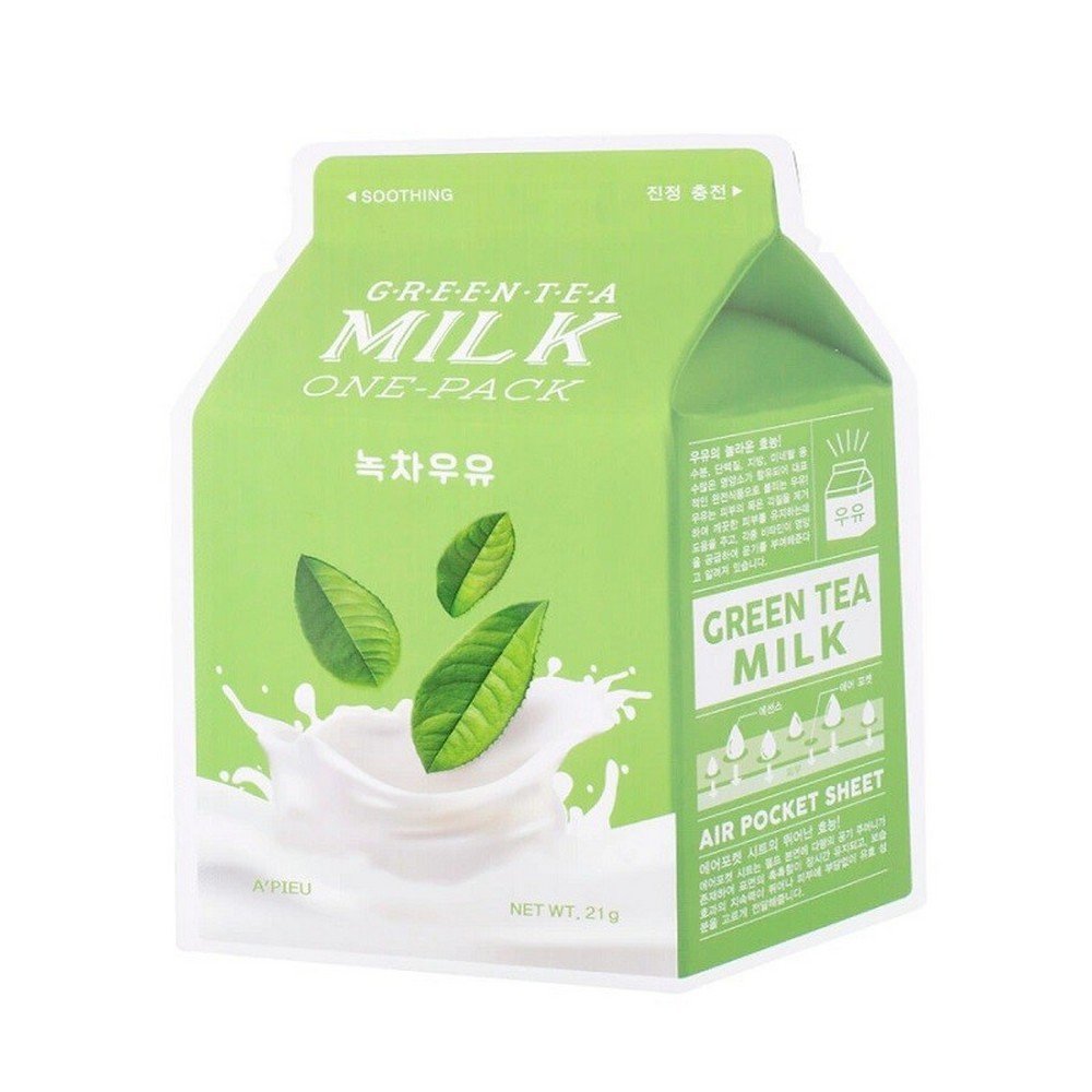 A'PIEU ,A'PIEU - Green Tea Milk One-Pack - Korean Face Mask,A'PIEU - Green Tea Milk One-Pack - Korean Face Mask
