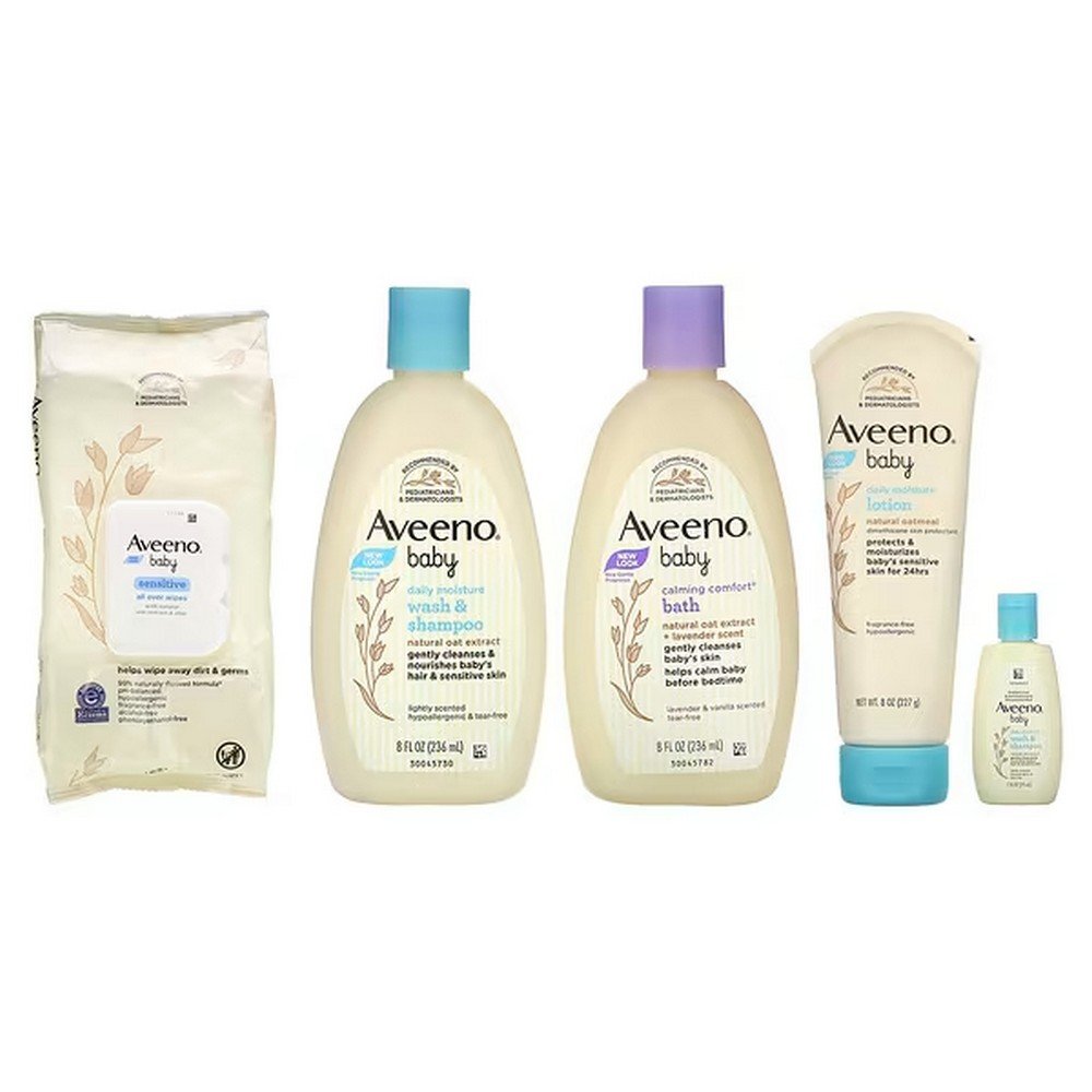 Aveeno, Baby, Welcome Little One, Gift Basket, 6 Piece Set,Aveeno, Baby, Welcome Little One, подарочная корзина, набор из 6 предметов