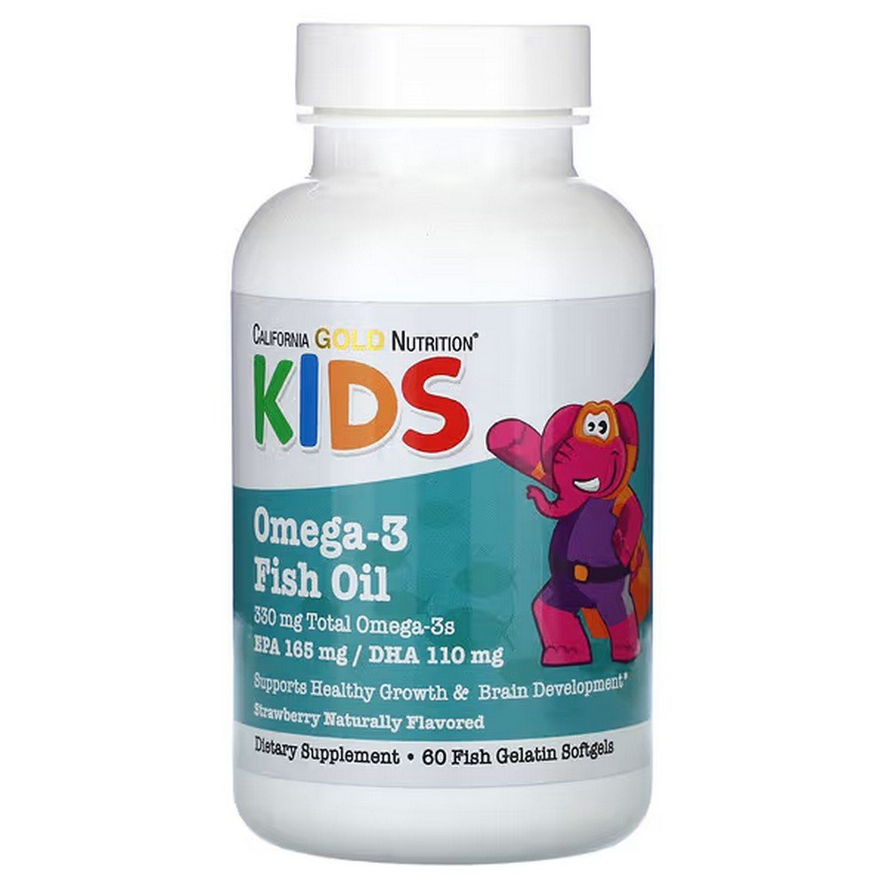 California Gold Nutrition, Kid's Omega-3 Fish Oil, Natural Strawberry Flavor, 60 Fish Gelatin Softgels,California Gold Nutrition, Kid‘s Omega-3 Fish Oil, Natural Strawberry Flavor, 60 Weichkapseln aus Fischgelatine