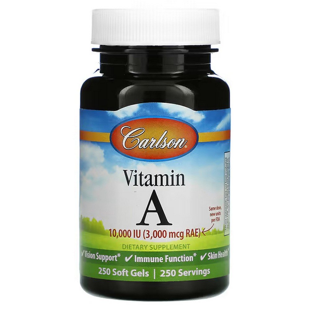 Carlson, Vitamin A, 10,000 IU, 250 Softgels,Carlson, Витамин A, 10 000 МЕ, 250 мягких таблеток