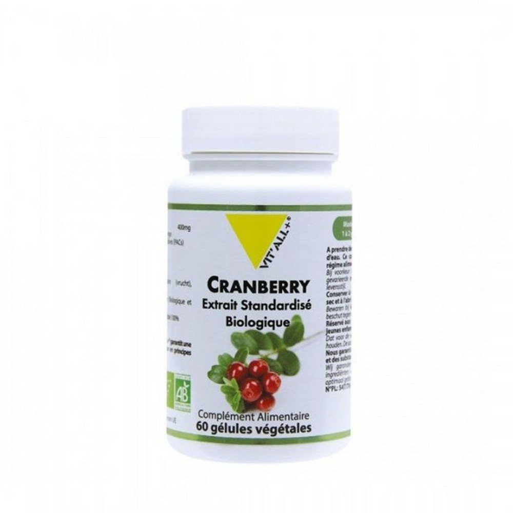 Cranberry 400mg Standardized Extract 60 vegetable capsules,Canneberge 400mg Extrait Standardisé 60 gélules végétales