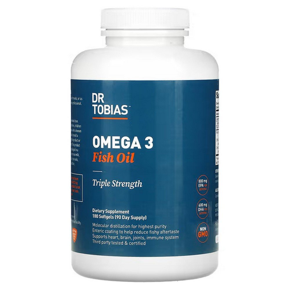 Dr. Tobias, Omega 3 Fish Oil, Triple Strength, 180 Softgels,Dr. Tobias, Omega-3-Fischöl, dreifache Stärke, 180 Weichkapseln