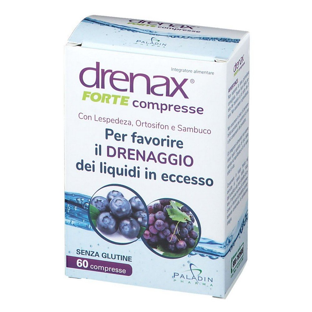 Drenax Forte Grape and Blueberry Draining Supplement 60 Tablets,Drenax Forte Uva e Mirtillo Integratore Drenante 60 Compresse,PALADIN PHARMA SpA