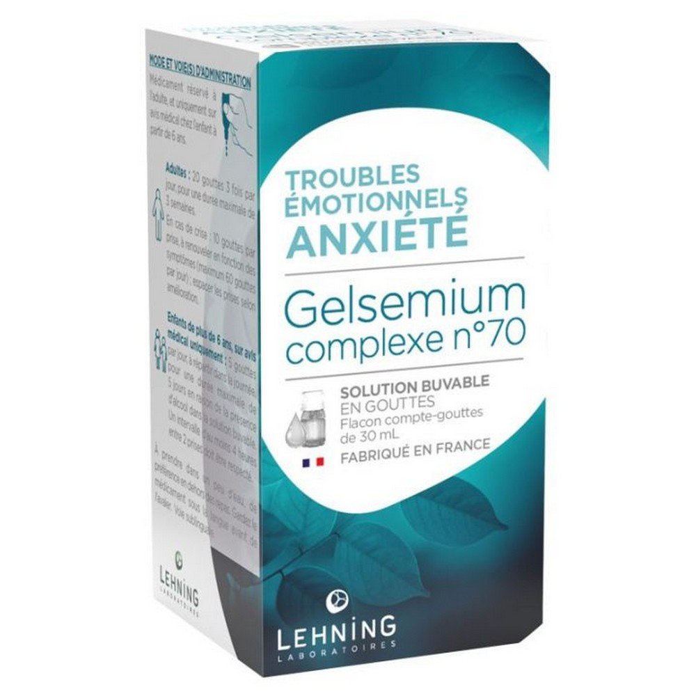 Gelsemium complex L70 Anxiety Hyperemotivity Lehning Drops 30ml,Gelsemium complexe L70 Anxiété Hyperémotivité Lehning Gouttes 30 ml