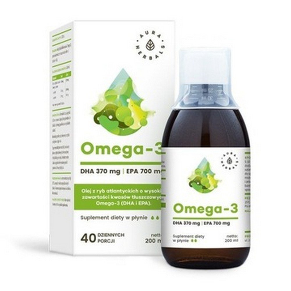 Aura Herbals, Omega-3 370 DHA 700 EPA Heart Brain Vision 200 ml, Omega-3 370 DHA 700 EPA Serce Mózg Wzrok 200 ml