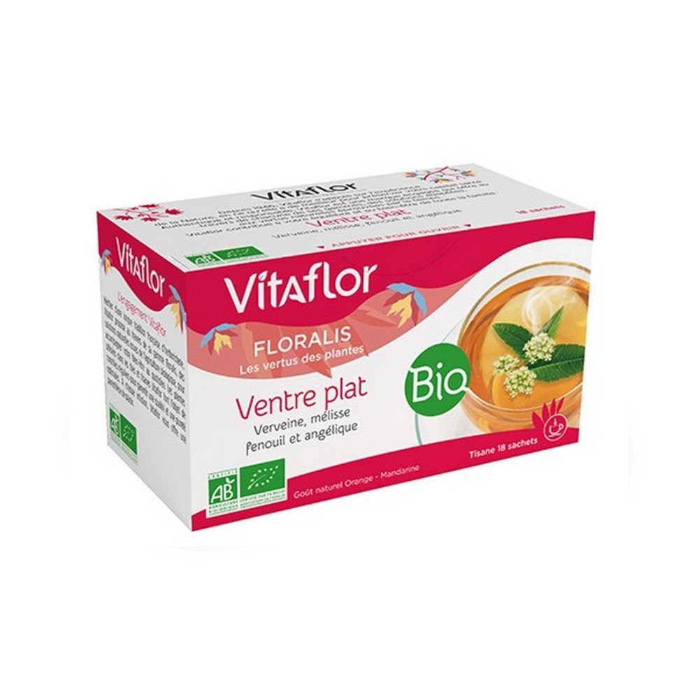 Vitaflor Floralis Organic Flat Belly Herbal Tea 18 sachets,Vitaflor Floralis Tisane Ventre Plat Bio 18 sachets