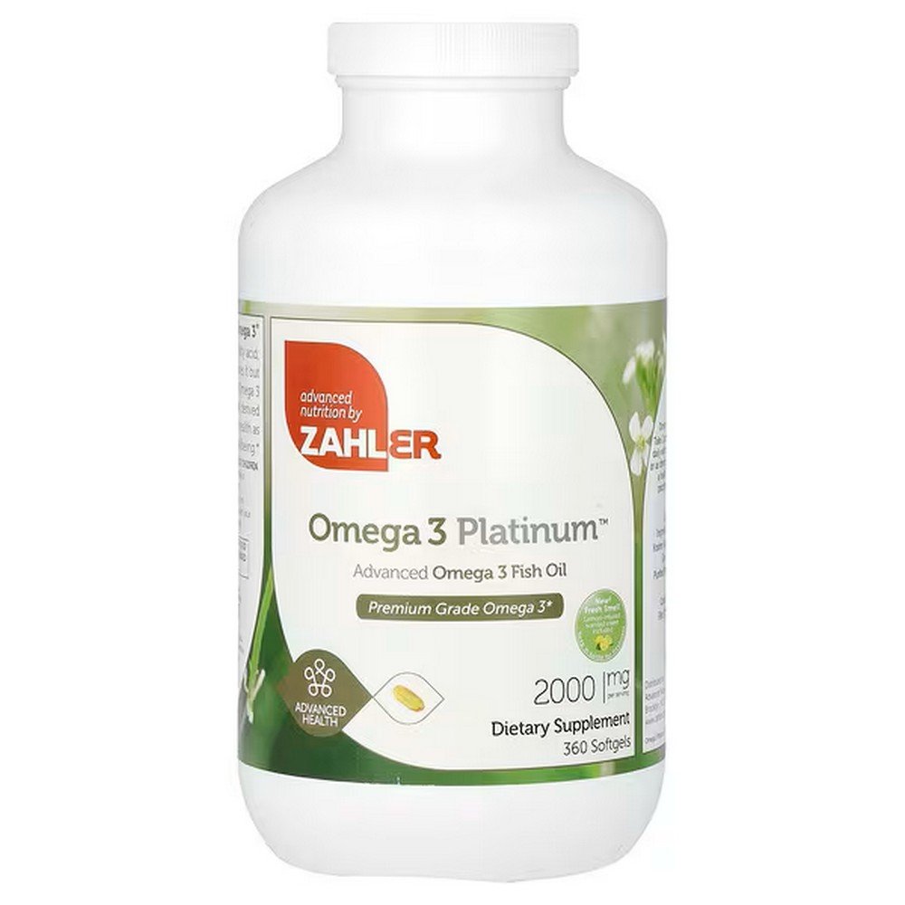 Zahler, Omega 3 Platinum, Advanced Omega-3 Fish Oil, 2,000 mg, 360 Softgels (1,000 mg per Softgel),Zahler, Omega 3 Platinum, fortschrittliches Omega-3-Fischöl, 2.000 mg, 360 Weichkapseln (1.000 mg pro Weichkapsel)