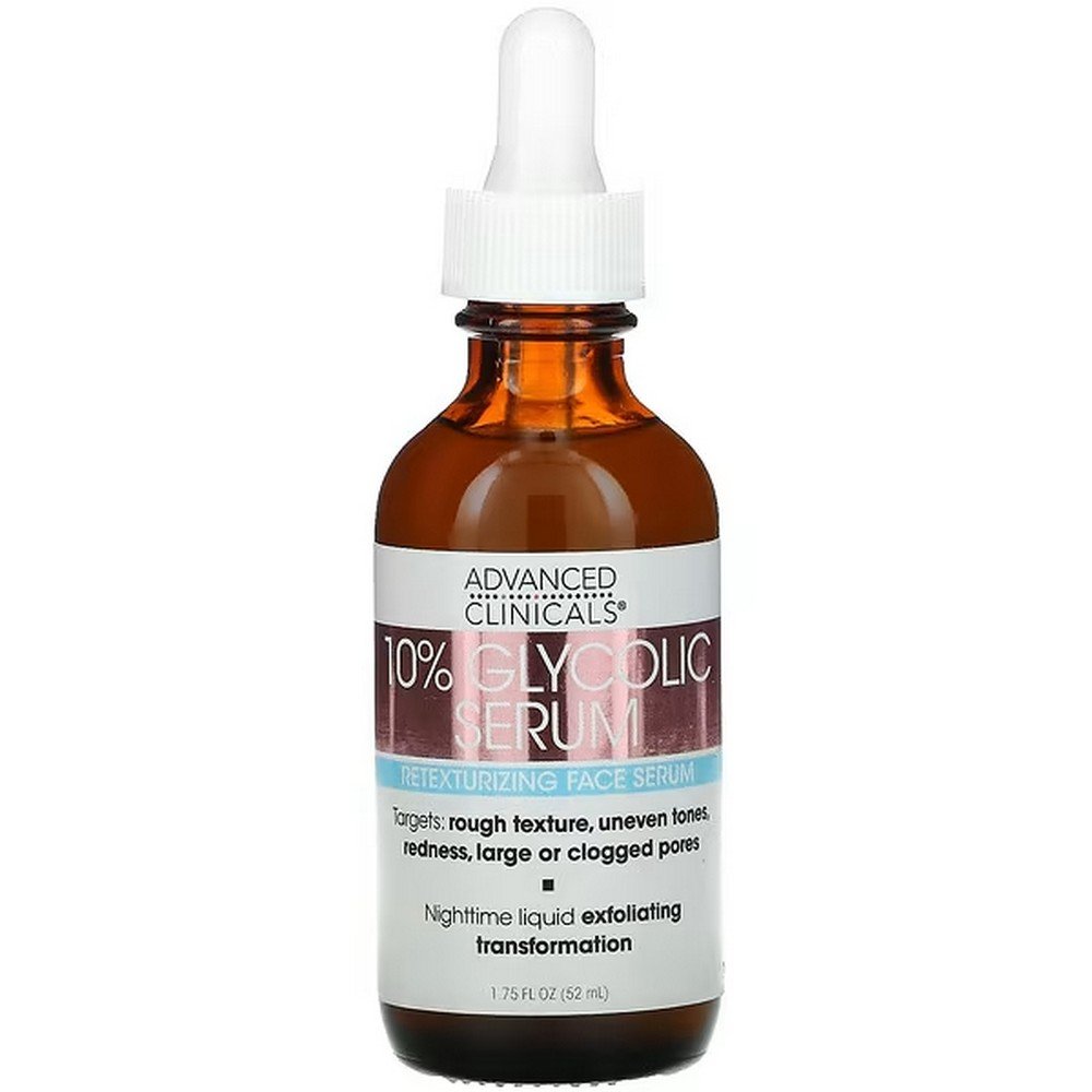 Advanced Clinicals, 10% Glycolic Serum, 52 ml (1.75 fl. oz.),Advanced Clinicals, 10% гликолевая сыворотка, 52 мл (1,75 жидк. унций)