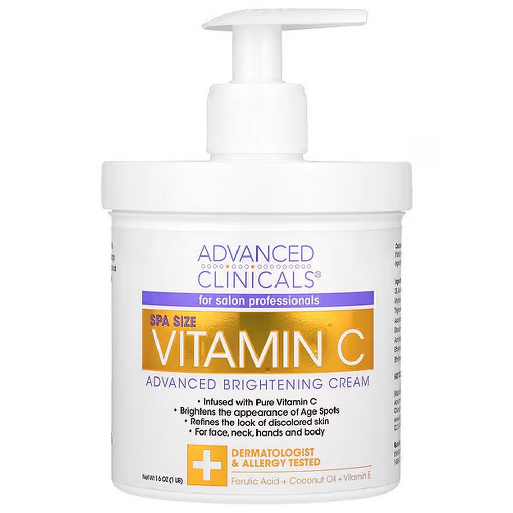 Advanced Clinicals, Vitamin C Brightening Cream, Advanced Formula, 1 lb (16 oz),Advanced Clinicals, осветляющий крем с витамином С, улучшенная формула, 1 фунт (16 унций)
