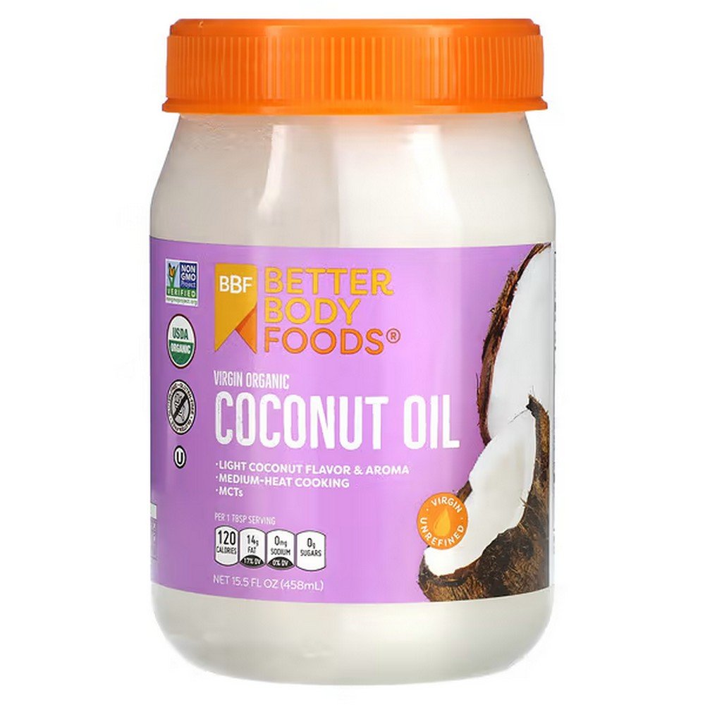 BetterBody Foods, Organic Virgin Coconut Oil, 15.5 fl. oz. (458 ml),BetterBody Foods, Natives Bio-Kokosnussöl, 458 ml (15,5 fl. oz.)