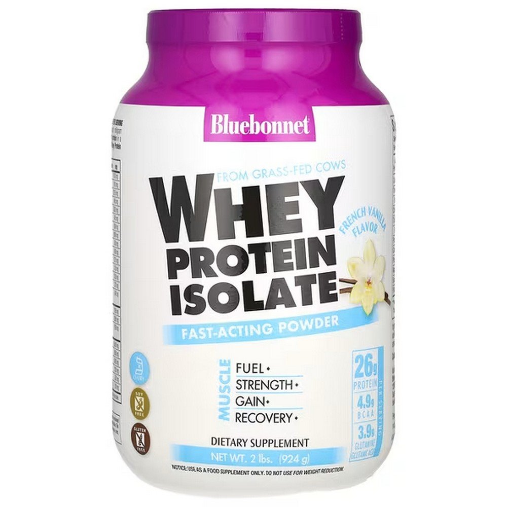 Bluebonnet Nutrition, Whey Protein Isolate, French Vanilla, 924 g (2 lbs.),Bluebonnet Nutrition, Изолят сывороточного протеина, французская ваниль, 924 г (2 фунта)