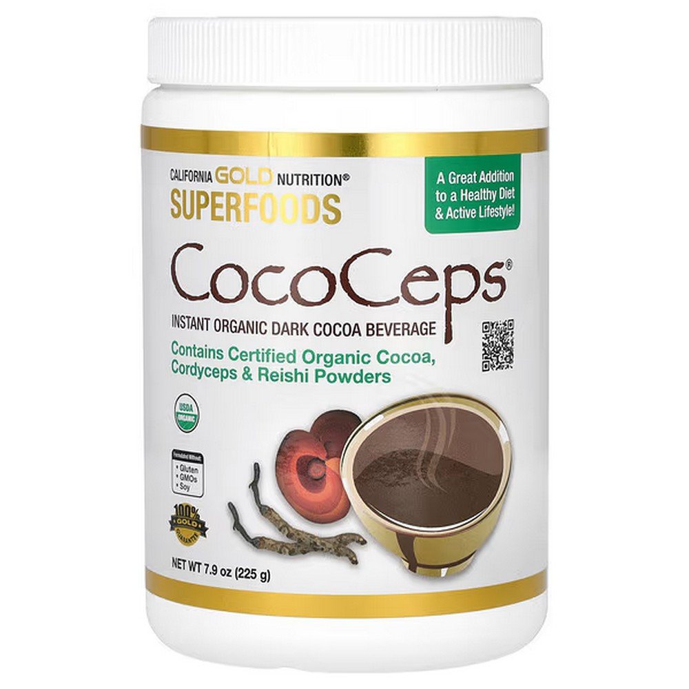 California Gold Nutrition, Superfoods, CocoCeps, Organic Cocoa, Cordyceps and Reishi, 7.93 oz (225 g),California Gold Nutrition, Superfoods, CocoCeps, Bio-Kakao, Cordyceps und Reishi, 225 g (7,93 oz.)