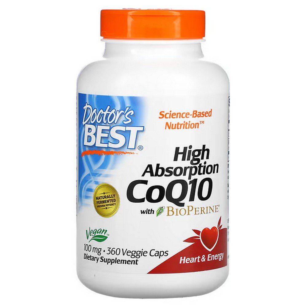 Doctor's Best, High Absorption CoQ10 with BioPerine,  100 mg, 360 vegetarian capsules,Doctor's Best, CoQ10 с высокой абсорбцией и биоперином, 100 мг, 360 вегетарианских капсул