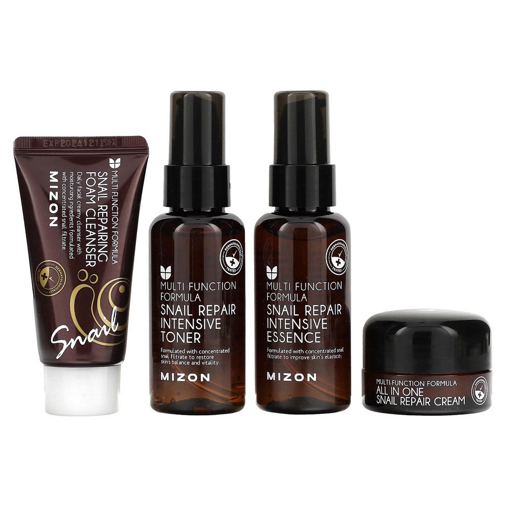 Mizon, Snail Miniature Set, 4 Piece Set,Mizon, Schnecke-Miniatur-Set, 4-teiliges Set