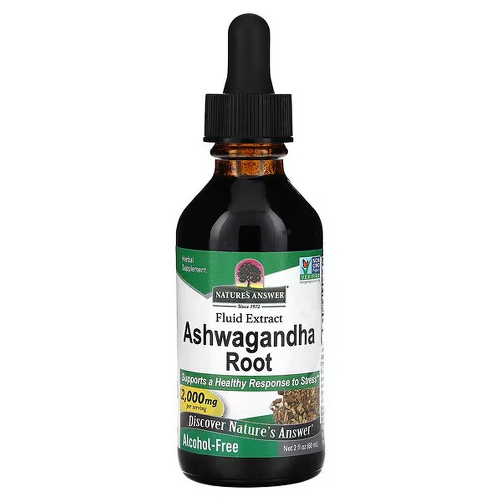 Nature's Answer, Ashwagandha Root, Fluid Extract,Alcohol-Free, 2,000 mg, 2 fl. oz. (60 ml),Nature's Answer, Корень ашваганды, жидкий экстракт,без спирта, 2000 мг, 2 жидк. унция (60 мл)