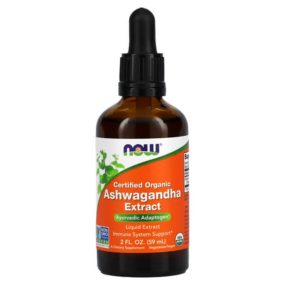 NOW Foods, Certified Organic Ashwagandha Extract, 2 fl. oz. (59 ml),NOW Foods, Сертифицированный органический экстракт ашваганды, 2 эт. унция (59 мл)