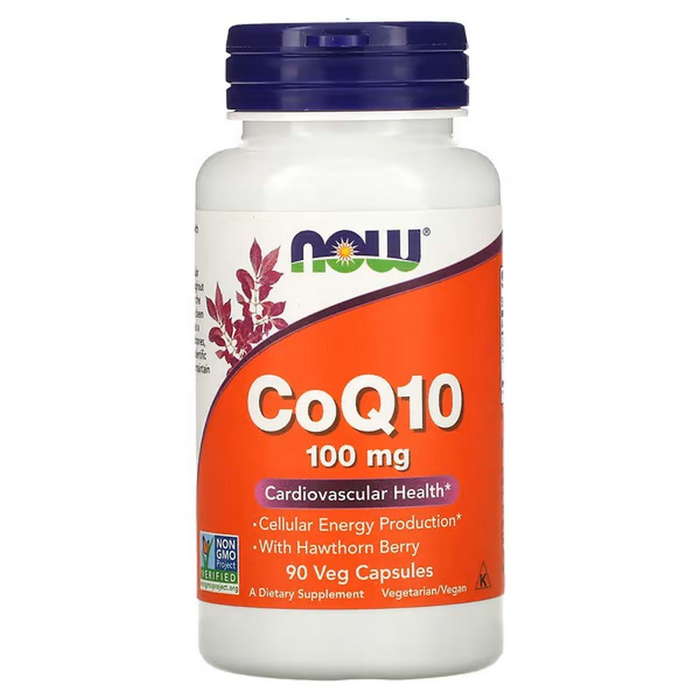 NOW Foods, CoQ10 with Hawthorn, 100 mg, 90 Vegetable Capsules,NOW Foods, CoQ10 с боярышником, 100 мг, 90 растительных капсул