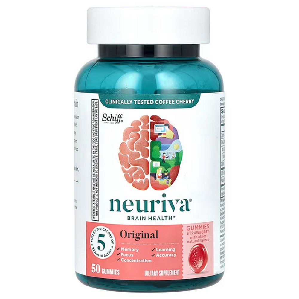 Schiff, Neuriva Brain Performance, Original, Strawberry, 50 gummies,Schiff, Neuriva Brain Performance, Original, Erdbeere, 50 Fruchtgummis