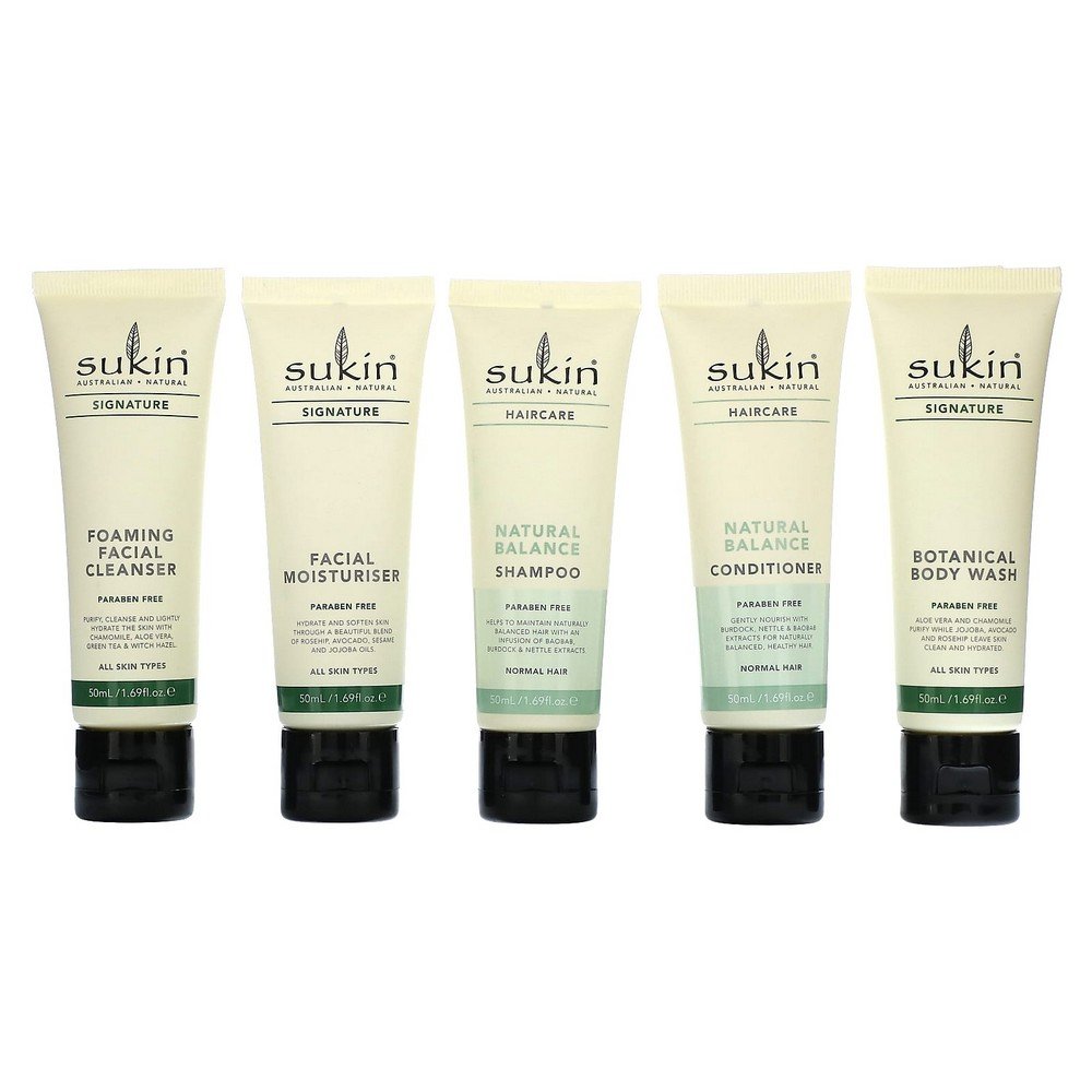 Sukin, Travel Pack, 5 Piece Set, 1.69 fl oz (50 ml) Each,Sukin, Travel Pack, 5-teiliges Set, je 50 ml (1,69 fl. oz.)