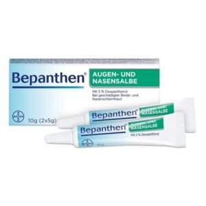 Bepanthen Eye and Nose Ointment (10 g) – Moisturizing ointment for dry eyes and nasal irritation.