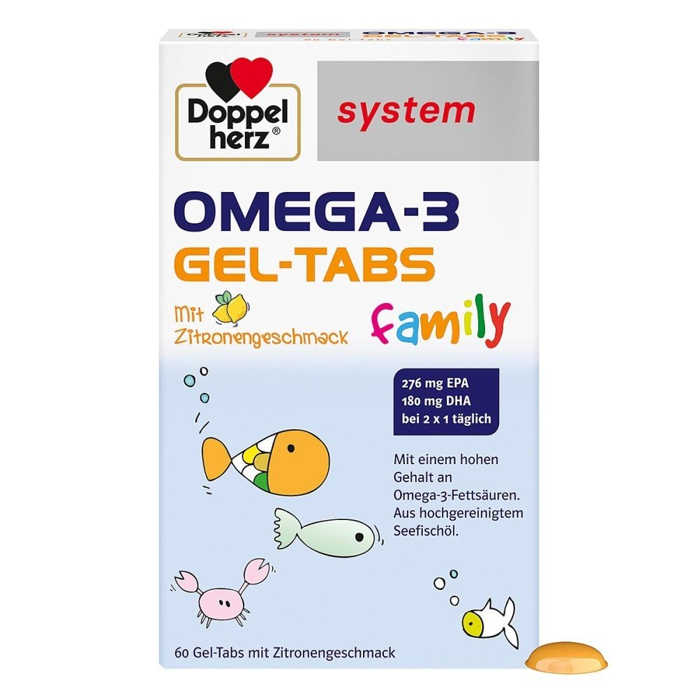 Doppelherz system Omega-3 family chewable tablets (60 pcs),Doppelherz system Omega-3 family Kautablettem (60 stk)