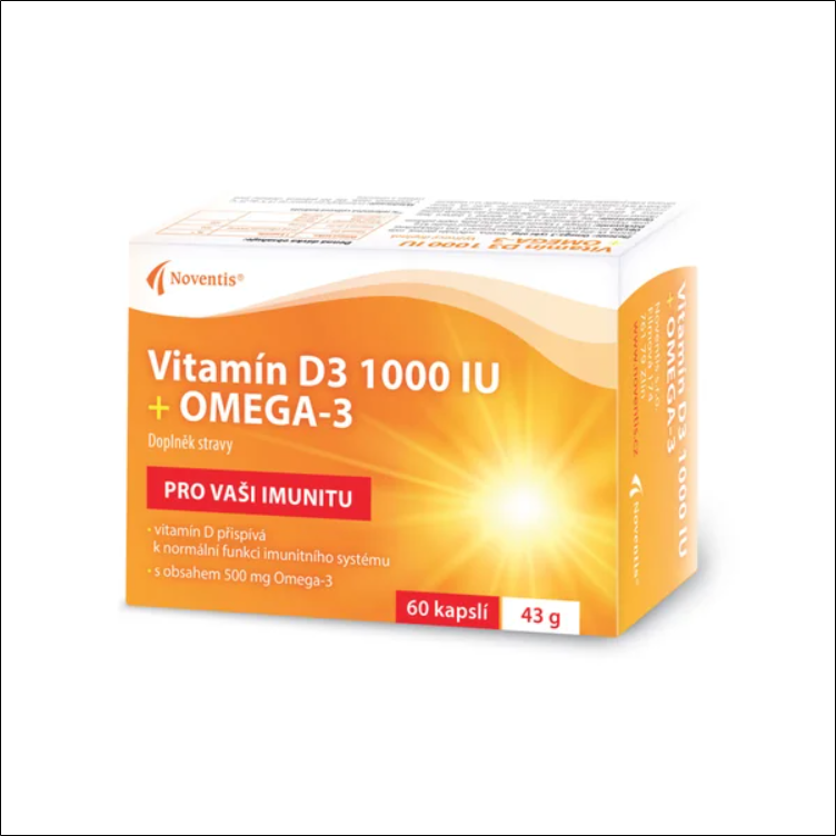 Vitamin D3 (1000 IU) - Noventis Vitamin D3 1000 IU + Omega-3 60 Capsules
