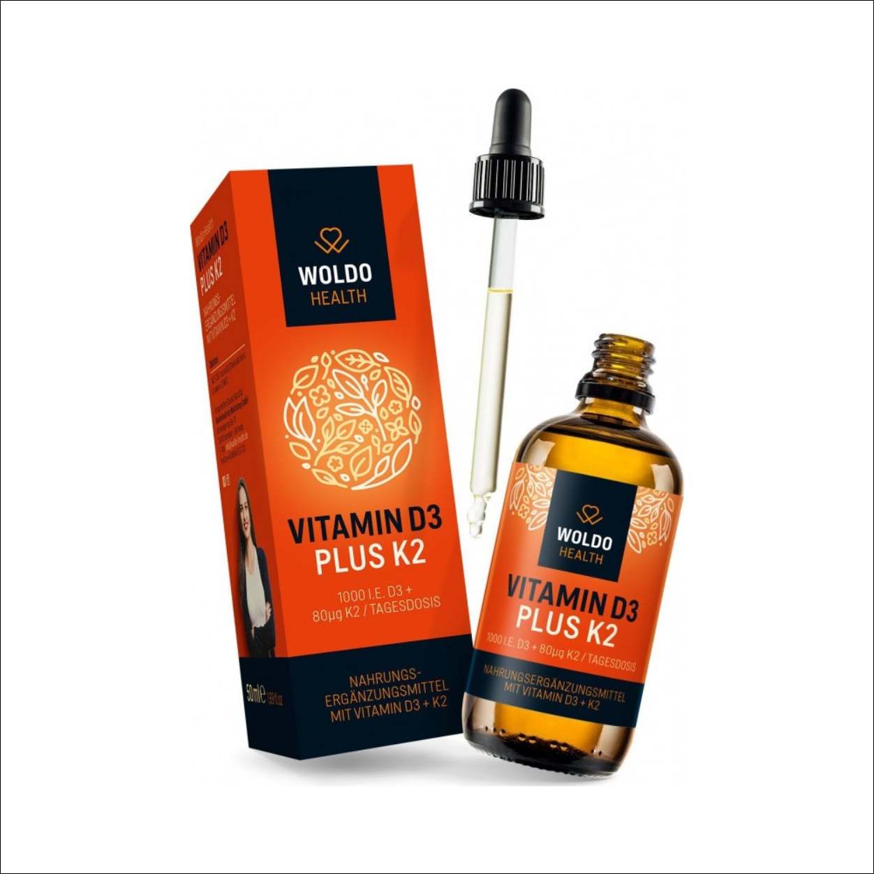 Vitamin D3 (1000 IU) - WoldoHealth Vitamin D3+K2 Drops 1000 IU 50 ml